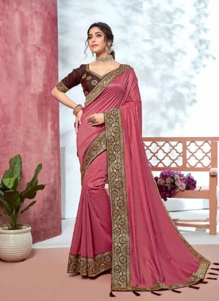 Pink Colour Bridal Wear Vol 3 Kavira New Latest Designer Festive Wear Vichitra Saree Collection 1206
